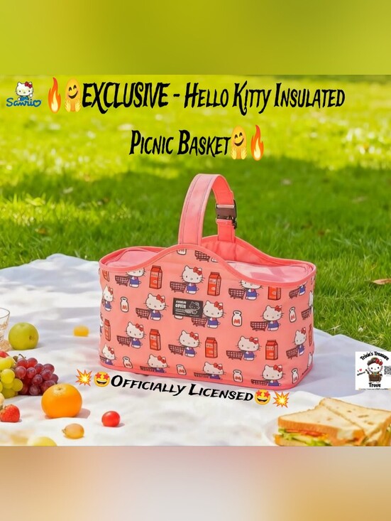 Hello Kitty Other - EXCLUSIVE - Hello Kitty Officially Licensed Insulated Portable Picnic Basket